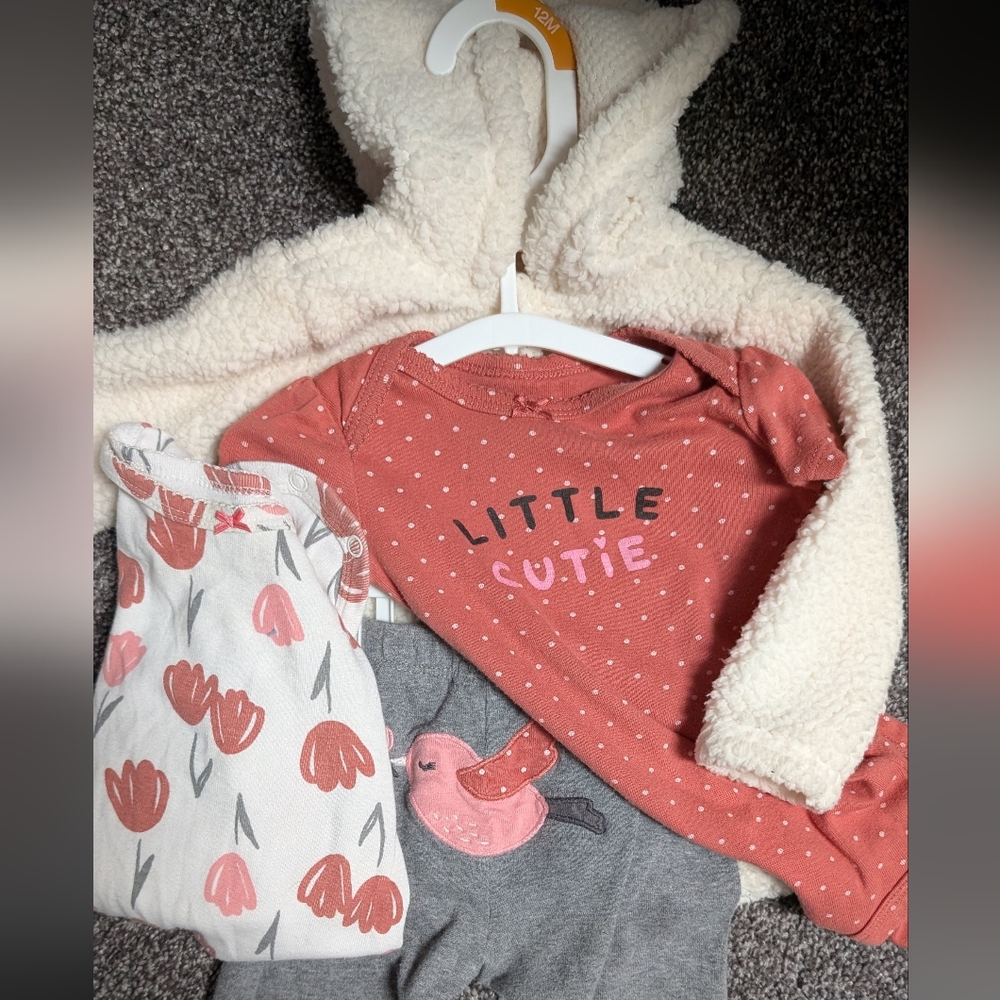 4 Piece Set! Carter's Bodysuits, Leggings, And Sherpa Hoodie